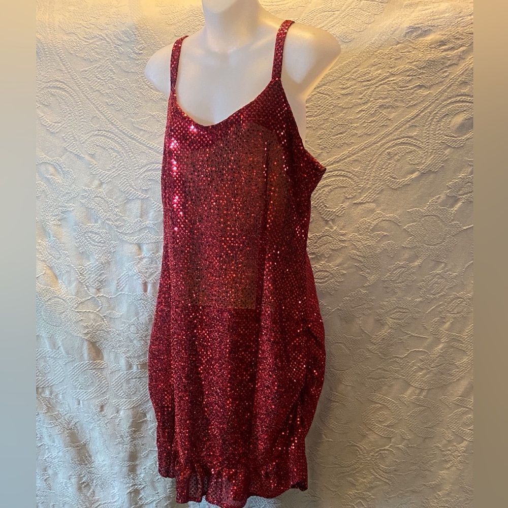 Sparkling Handmade Women's Red Sequin Dress Size M L